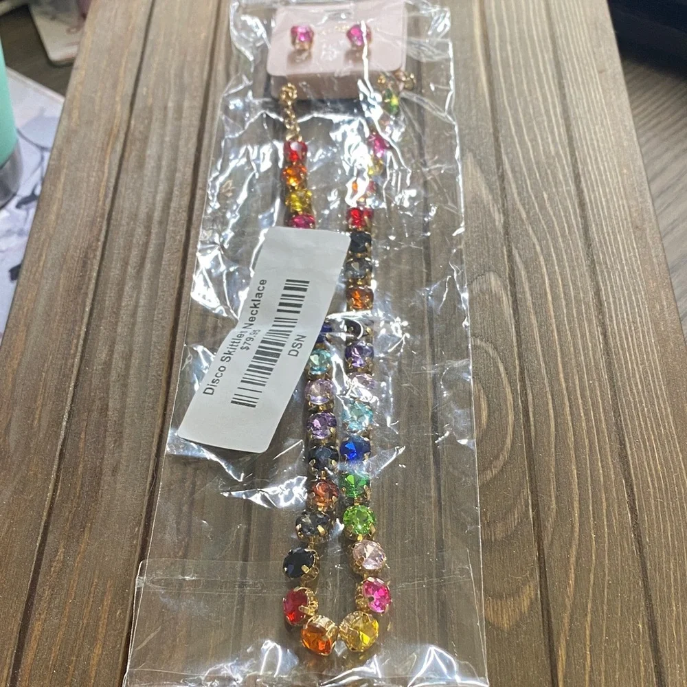 Treasure Jewels Multicolor Crystal Necklace and Earrings Set NWT - Picture 2 of 13